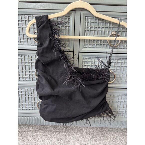 NWT Anthropologie Feathered One-Shoulder Top, Small $100 F8 - Picture 5 of 7